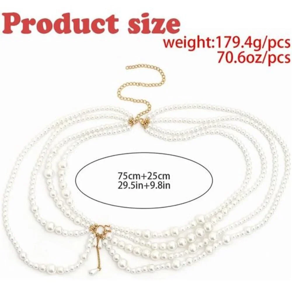 Luxury Pearl Waist Chain Belt – Layered Body Jewelry for Women and Beachwear
